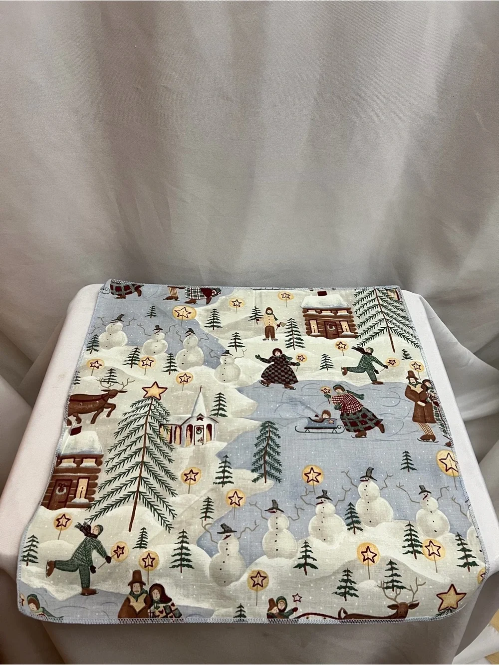 Handmade Set Of 11 Christmas Winter Village Cloth Napkins Holiday Table Decor